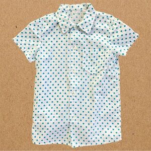 Polka Dot Button Down Shirt, white blue